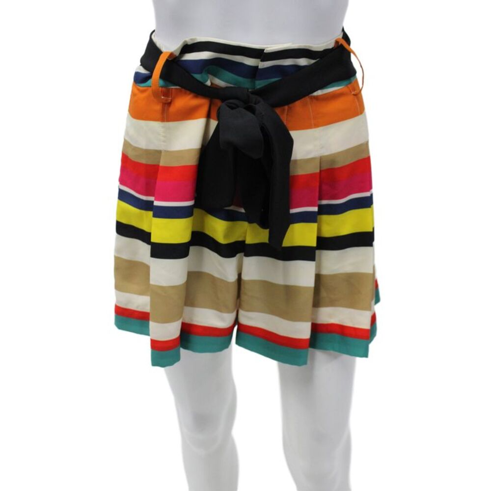 Alice + Olivia Womens Paperbag Striped Multicolor Tie Waist Shorts Size 4